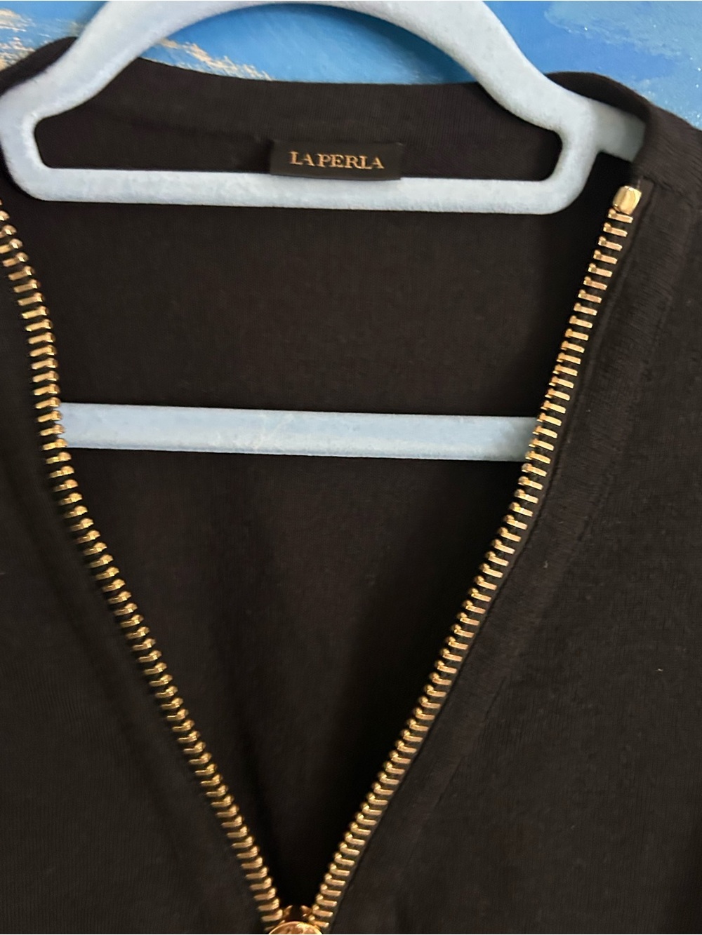 La Perla Black Knit V-Neck Sweater with Gold Zip M - Picture 3 of 5